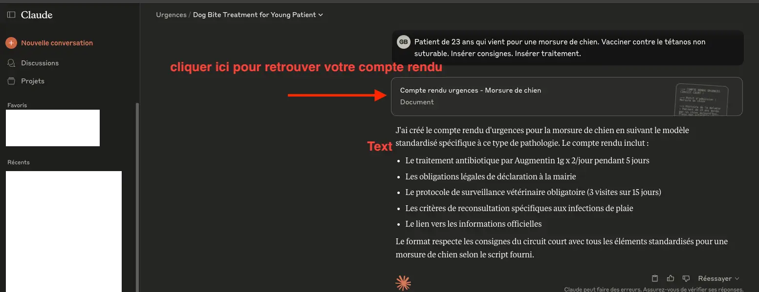 Etape pour retrouver le compte-rendu des urgences généré par l'intelligence artificielle